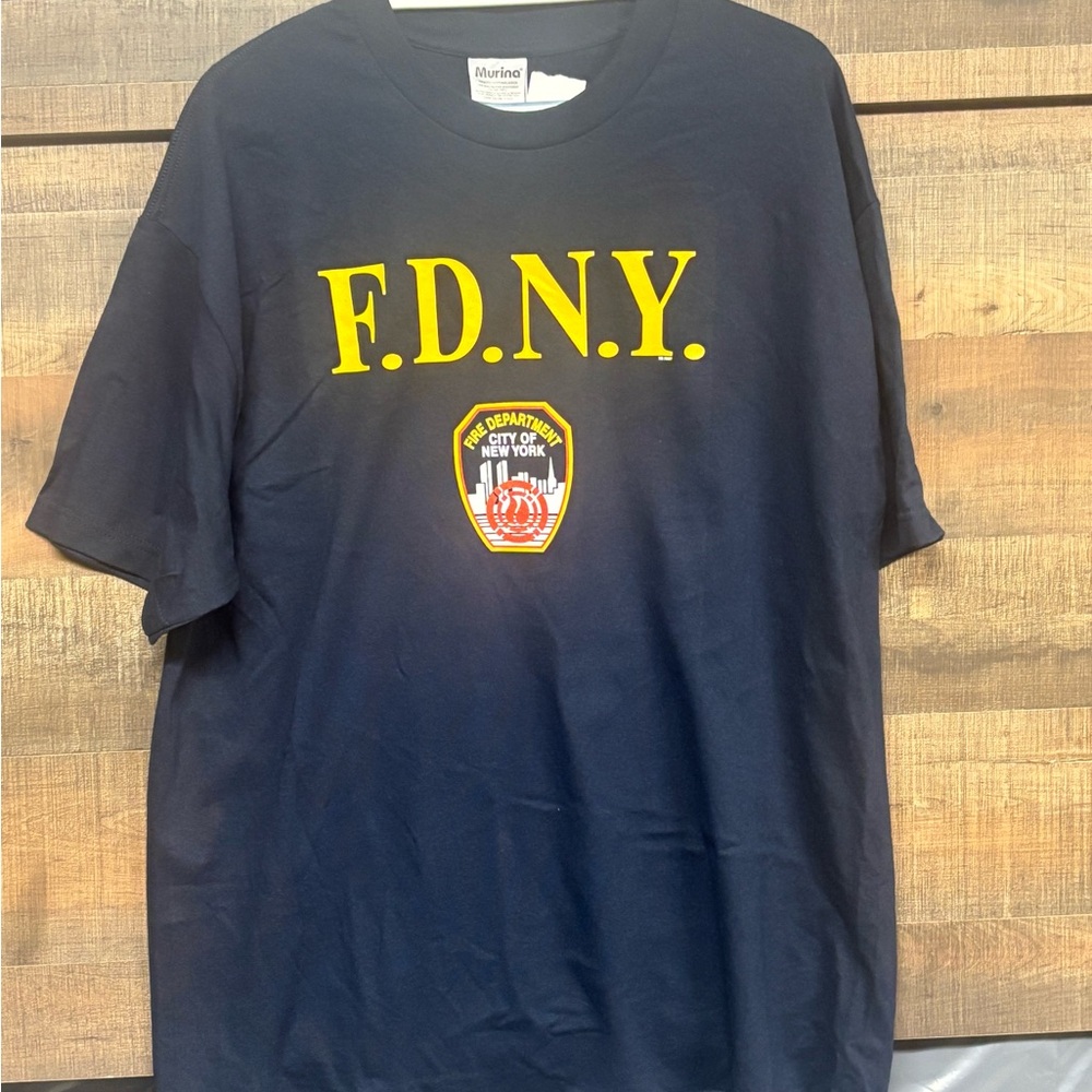 F.D.N.Y. Unisex Navy T-Shirt With Yellow Graphics Men’s XL Women’s XXL NWT